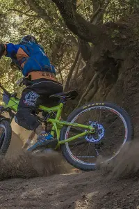 MTB rider skidding