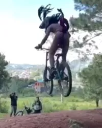 Native guy on mtb doing jumps